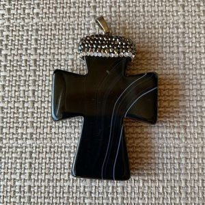 Beautiful Black Agate Cross Pendant